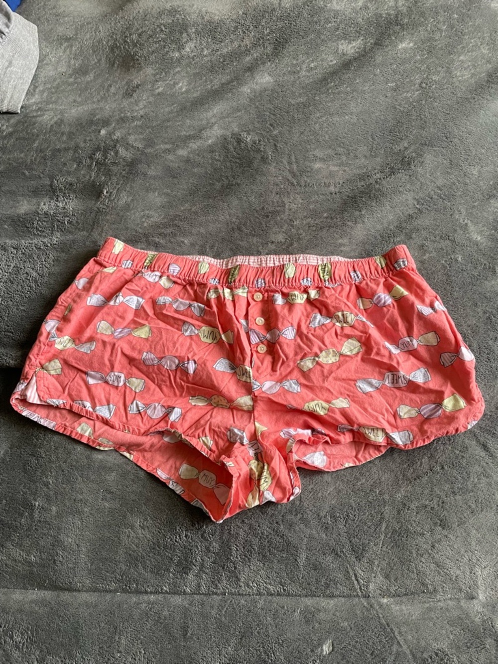 aerie Coral Printed Cotton Lounge Shorts with Elastic Waist